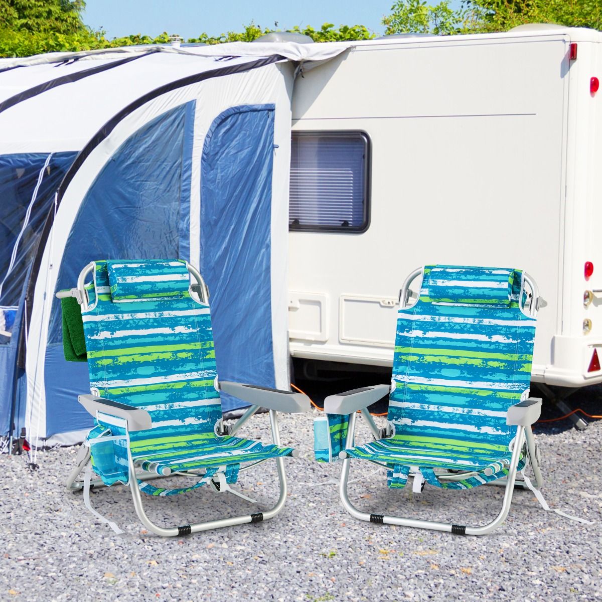 Coast Strandstoel met Verstelbare rugleuning - 1 Stuk - Max. 150 kg - 66 x 65 x 75 cm - Groen