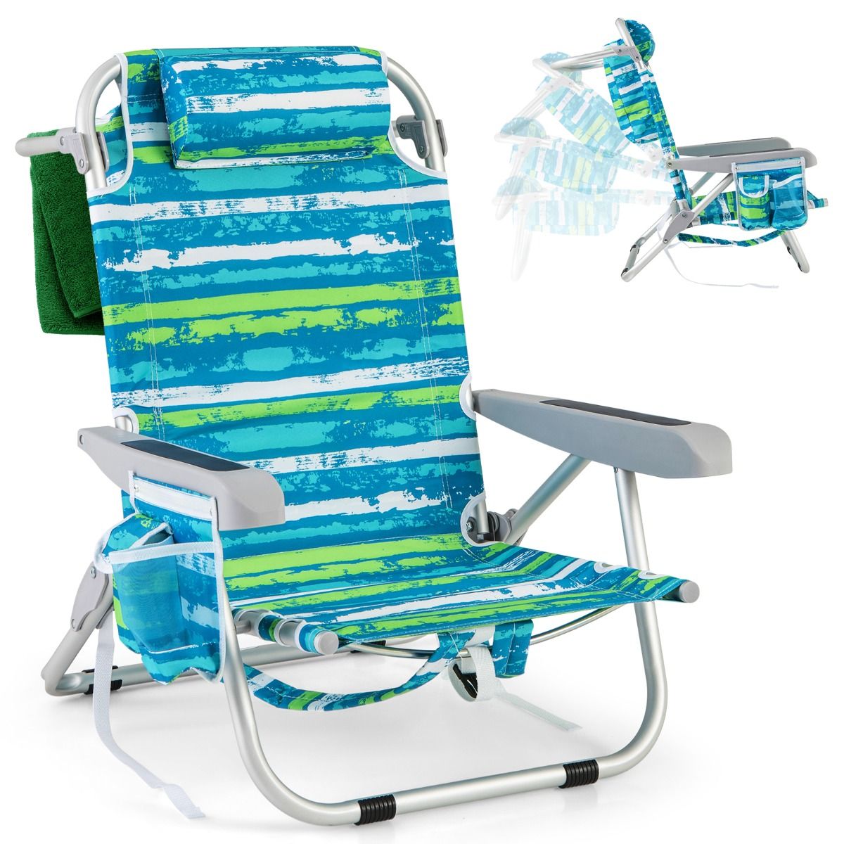 Coast Strandstoel met Verstelbare rugleuning - 1 Stuk - Max. 150 kg - 66 x 65 x 75 cm - Groen