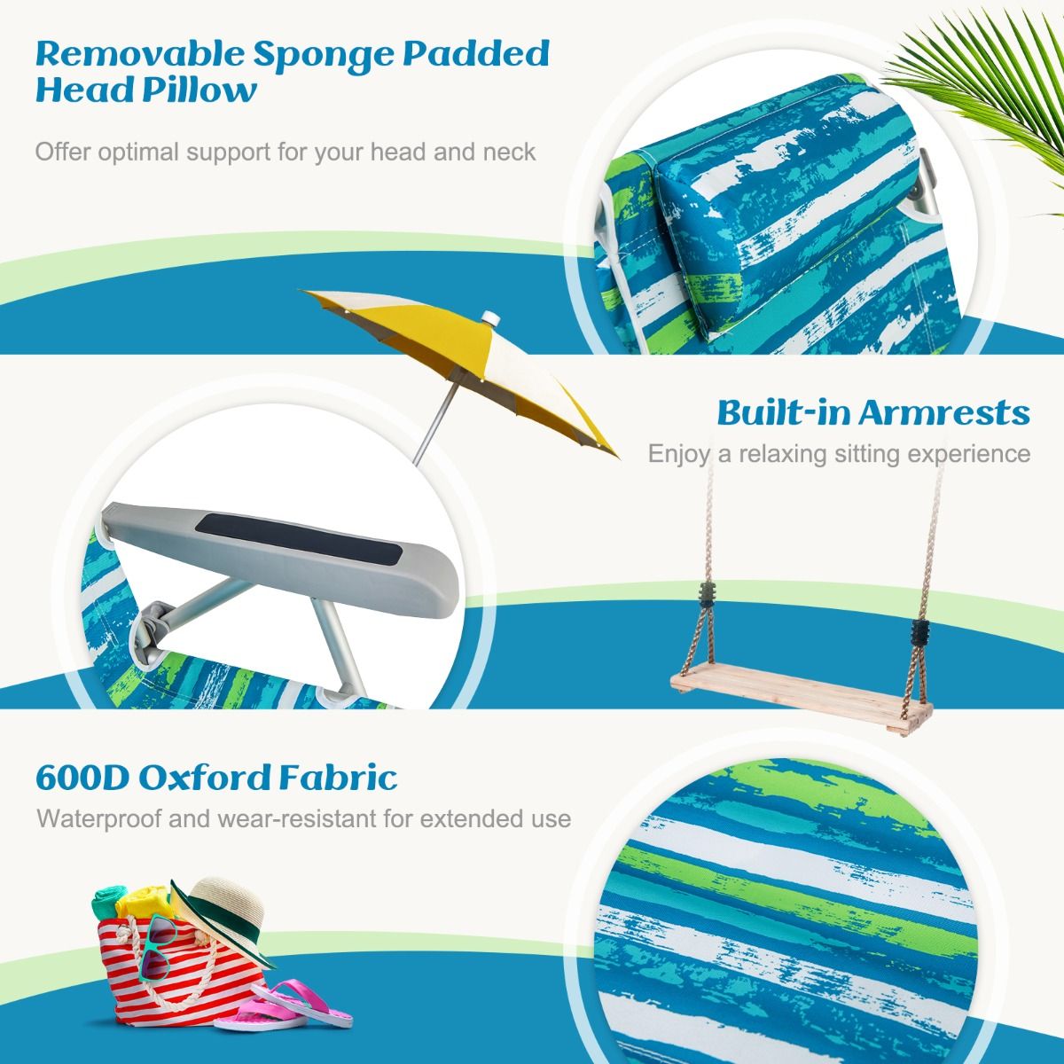 Coast Strandstoel met Verstelbare rugleuning - 1 Stuk - Max. 150 kg - 66 x 65 x 75 cm - Groen