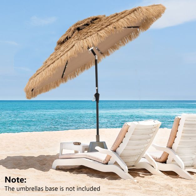 Coast Hawaiiaanse Parasol - Ø 270 cm, 32 LED-lampjes, 35° Kantelbaar - 270 x 256 cm - PP/Polyester/Metaal - Natuurlijk