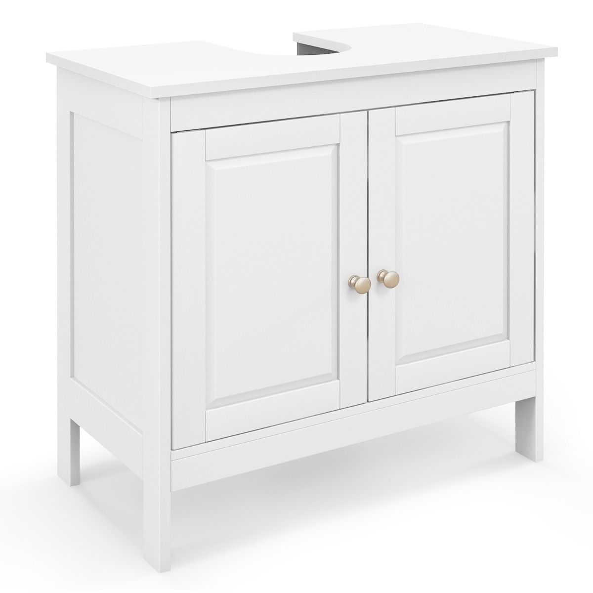 Coast Onderkast Wastafel - 60x30x62 cm - Wit – Badkamerkast met 2 Deuren en Verstelbare Plank