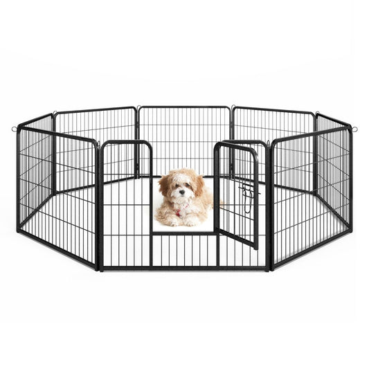 Coast Indoor Outdoor Hondenhok - 8 Panelen - 79x60 cm - Zwart - Draagbaar & Opvouwbaar - Voor Puppy/Klein Dier/Konijn/Kat