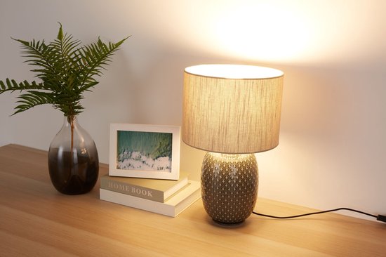 Pauleen LED Tafellamp Pretty Classy - E27 - Max. 60W - Wookamer, Slaapkamer & Eetkamer - Grijs/Beige