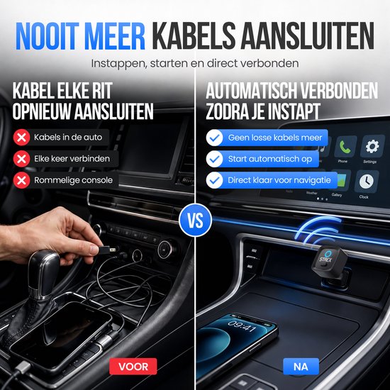 Strex Draadloze Adapter Geschikt voor Apple CarPlay & Android Auto - Wireless Dongle - USB-A en USB-C - Plug and Play