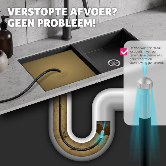tectake® rioolslang - leidingreinigingsslang 2x leidingreinigingsmondstuk - afvoerreiniger voor hogedrukreinigers - leidingreiniging - afvoerleiding - rioolreiniger - toiletreiniger - 30 meter