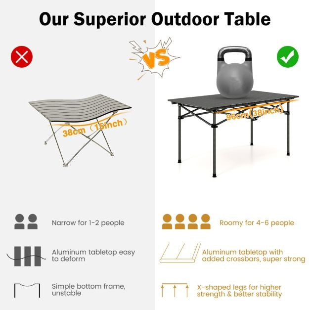 Coast Campingtafel Aluminium met draagtas - 95 x 55 x 50 cm - Max. 60 kg - Zwart