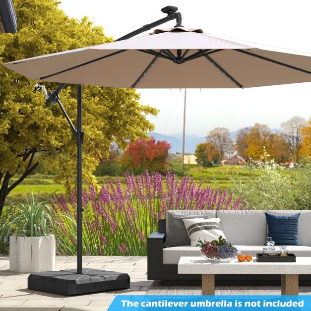 Coast Robuuste Zwarte Parasolvoet 67x67x13 cm – Vulbaar met Water en Zand tot 80 kg, Draagbare Vierkante Parasolstandaard voor Offset Parasol 300 cm