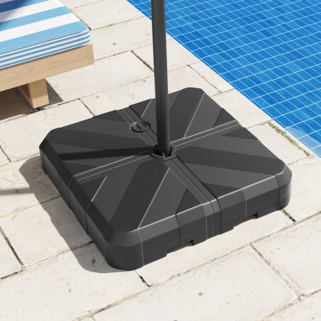 Coast Robuuste Zwarte Parasolvoet 67x67x13 cm – Vulbaar met Water en Zand tot 80 kg, Draagbare Vierkante Parasolstandaard voor Offset Parasol 300 cm