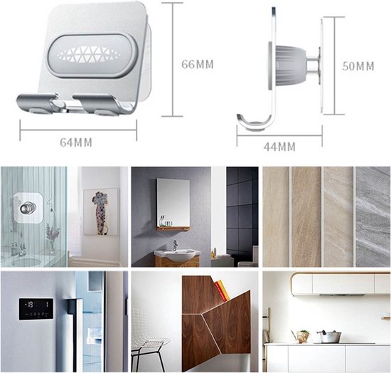 Techvavo® Telefoonhouder Muur – Wandhouder Telefoon & Tablet – Zonder Boren – Draaibaar – Universeel – Zwart