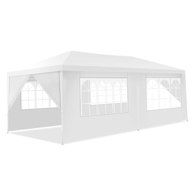 Coast Tuinpaviljoen Feesttent - 6 Zijwanden, UV- & Waterdicht, Piekhoogte 2.5m - 6 x 3 x 2.5 m - Staal/PE - Wit
