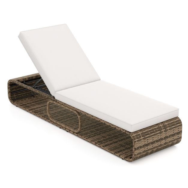 Coast Ligstoel - Rattan - Verstelbaar - Opbergruimte - Kussen - 185 x 65 x 26-86 cm - Gemengd Bruin