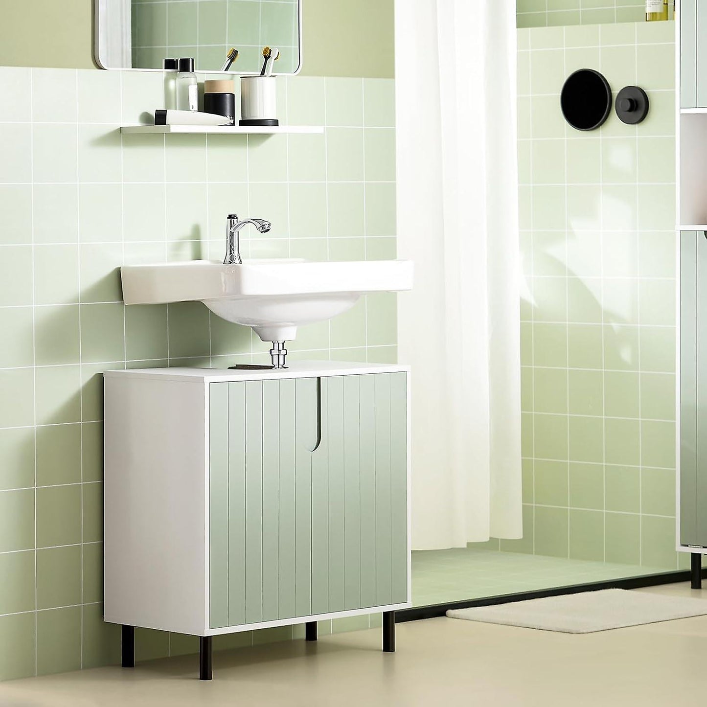 SoBuy - Onderkast – Fris en Modern - 60 x 30 x 60 cm - Wit en Lichtgroen