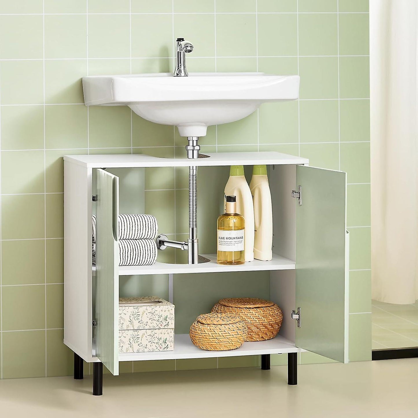 SoBuy - Onderkast – Fris en Modern - 60 x 30 x 60 cm - Wit en Lichtgroen