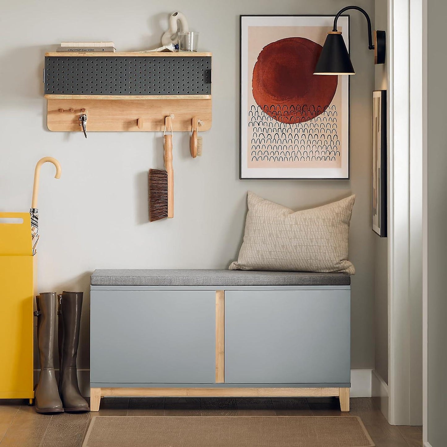 SoBuy Schoenenkast - FSR117-HG - MDF & Bamboo - Max. 150Kg - 90x34x47cm - Grijs