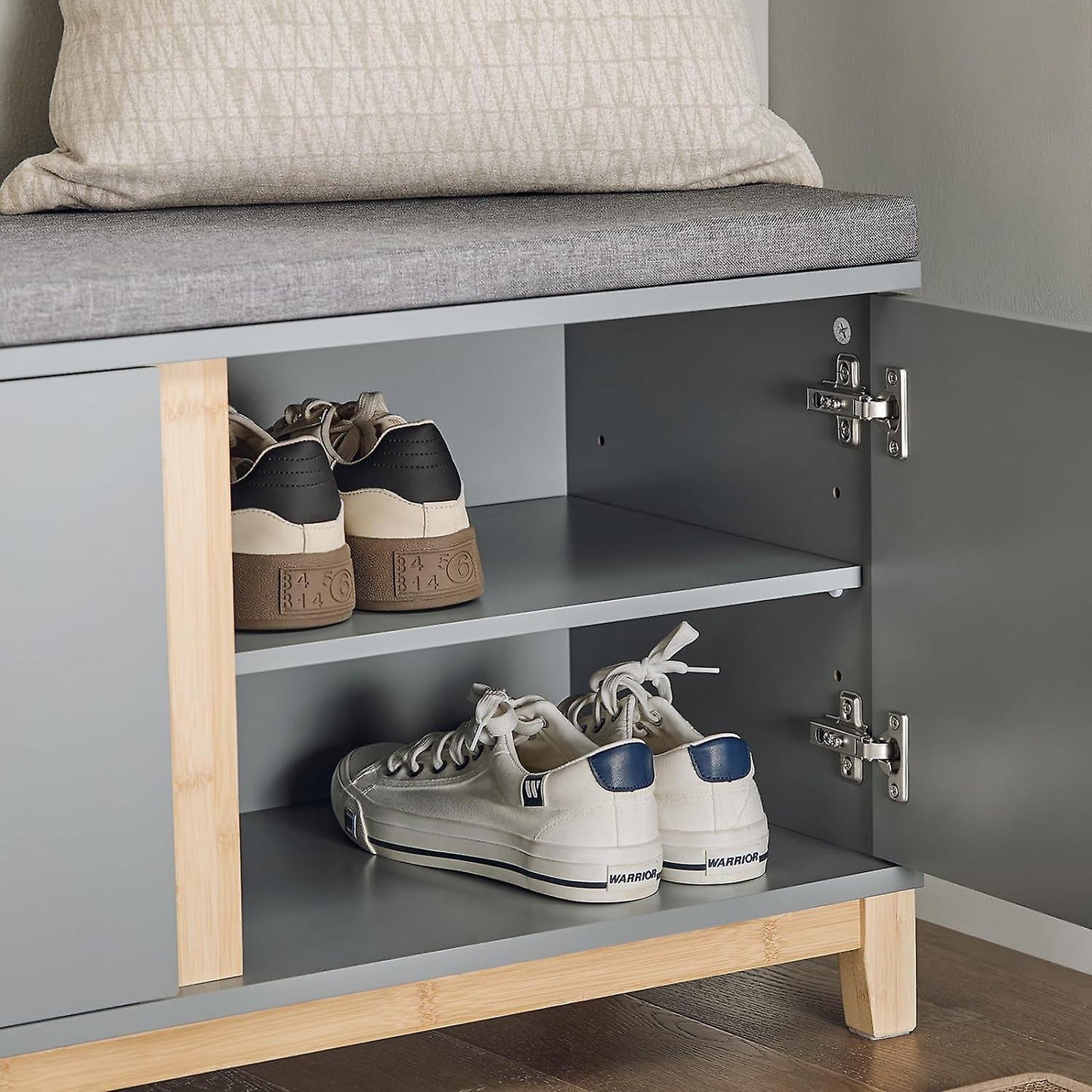 SoBuy Schoenenkast - FSR117-HG - MDF & Bamboo - Max. 150Kg - 90x34x47cm - Grijs