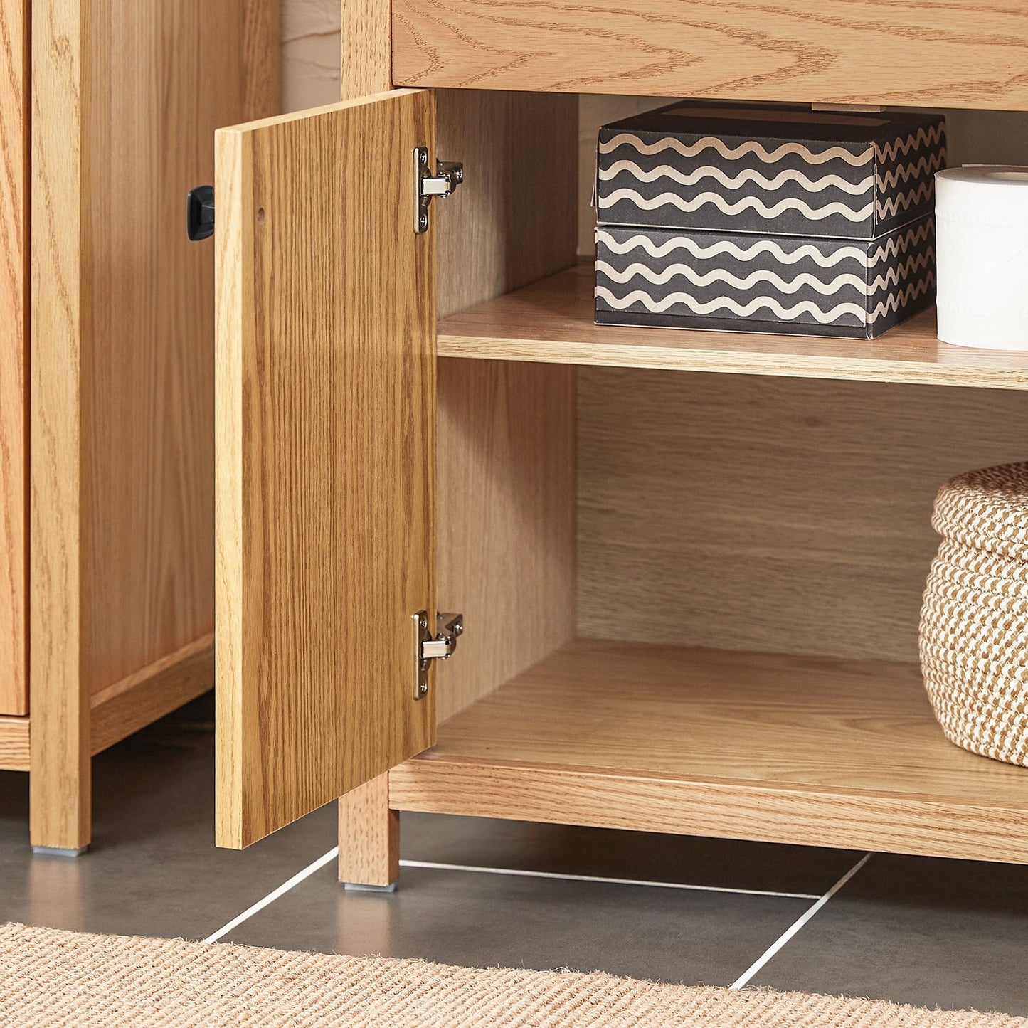 SoBuy Onderkast Voor Wastafel - 2 planken en 2 deuren - Max. 25KG - 60 x 35 x 60 cm - Houtkleur