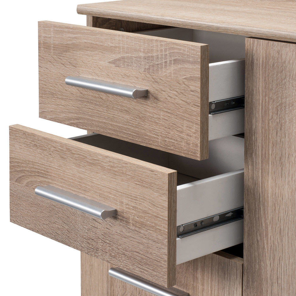 Casaria Dressoir Alba – 3 Deuren 2 Laden MDF - 107x75x35 cm Eiken