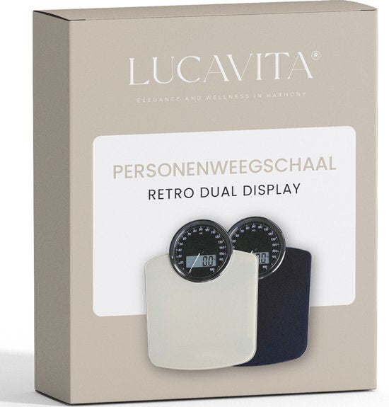 LUCAVITA® Personenweegschaal Dual Display Retro met Meetlint Lichaam - Digitaal - Analoog - Analoge - Beste Koop - Vintage