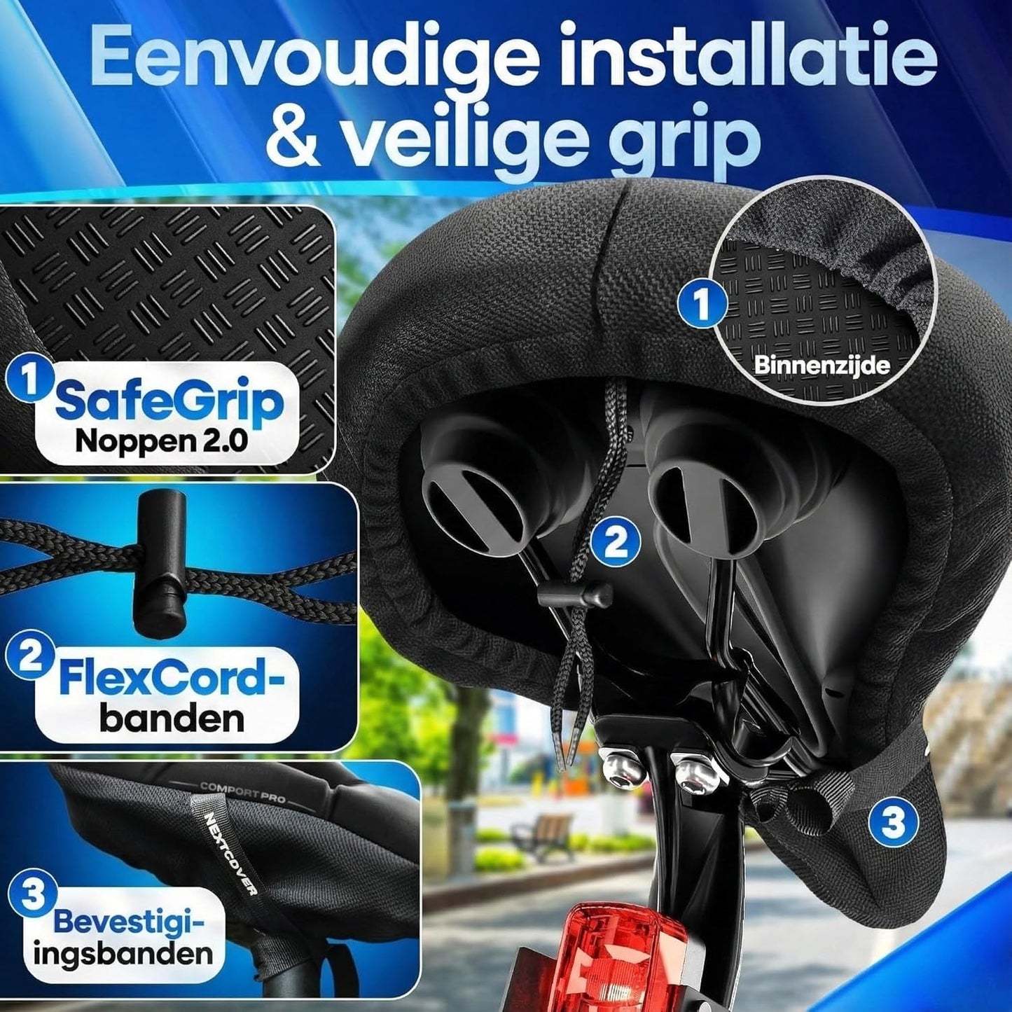Nextcover CoverPro Zadelhoes - Memory Foam 4.0 - Ergonomisch - Cityfiets