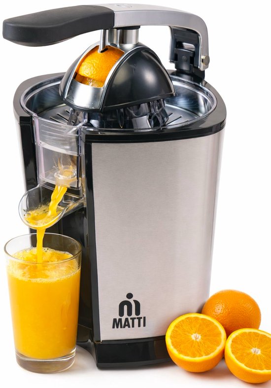 MATTI® - Citruspers Electrisch - Citruspers - Citroenpers - Sinaasappelpers - 160W, RVS, Pershendel - 18.000RPM