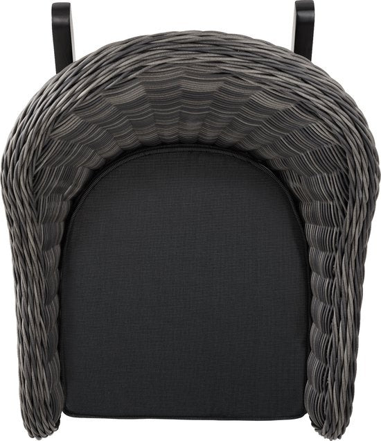 tectake - Wicker schommelstoel Rovigo met voetenbank Vibo - grijs - poly-rattan