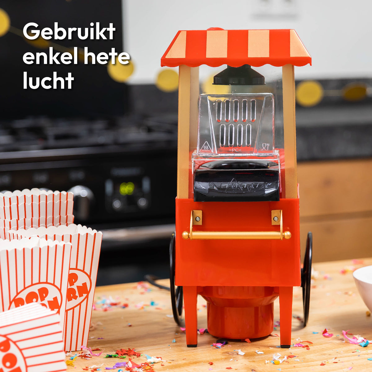 Gadgy Popcorn Machine - Klassieke Popcorn Maker - Hete lucht, vetvrij - 39 x 24 cm. - 1200 watt