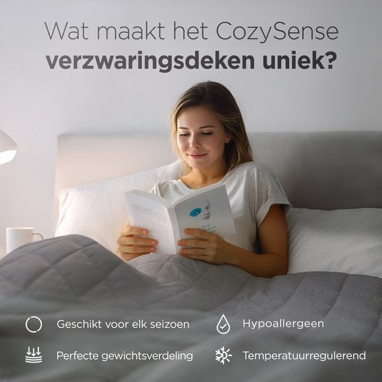 CozySense® Verzwaringsdeken 8kg - 100% Tencel - Weighted Blanket – Zwaartedeken met temperatuurregulatie en ademend comfort - GLASS-Flow® Drukverdeling - 1-Persoons - Grijs