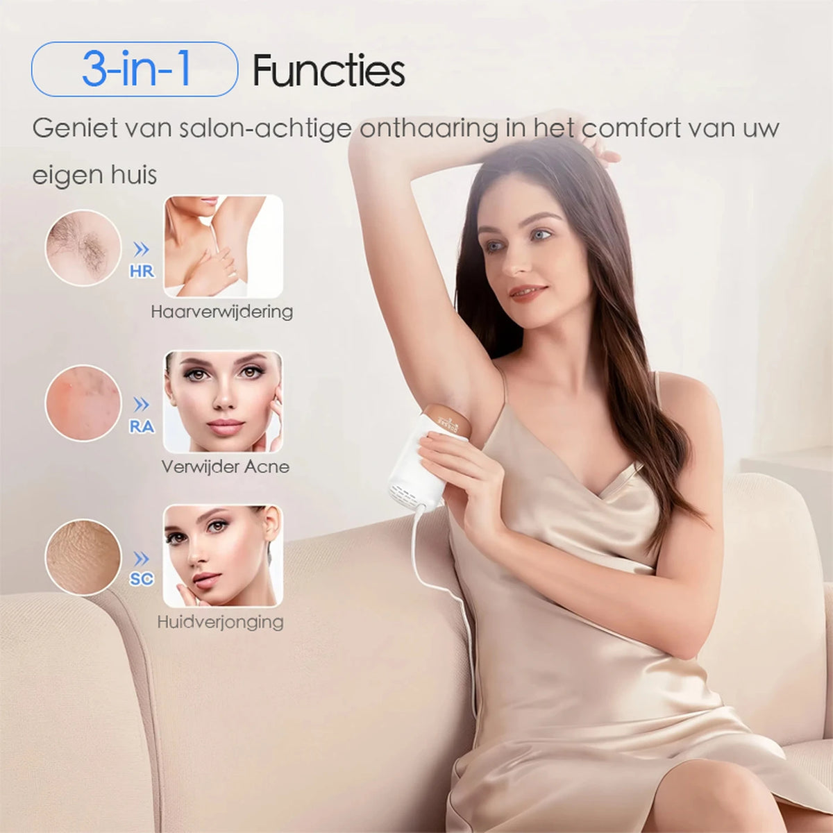 Qiweiny CT05 IPL Ontharingsapparaat - IJskoeling - 9 Intensiteitsniveaus - 3-in-1 - Wit