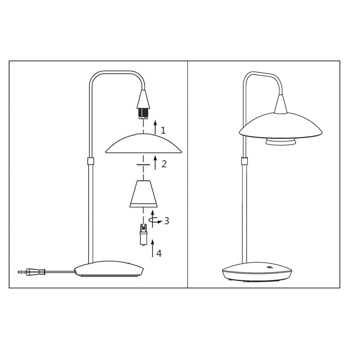 Tafellamp Tallerken 2657ST - Staal/Wit - Modern Design - Inclusief LED Lichtbron - Steinhauer