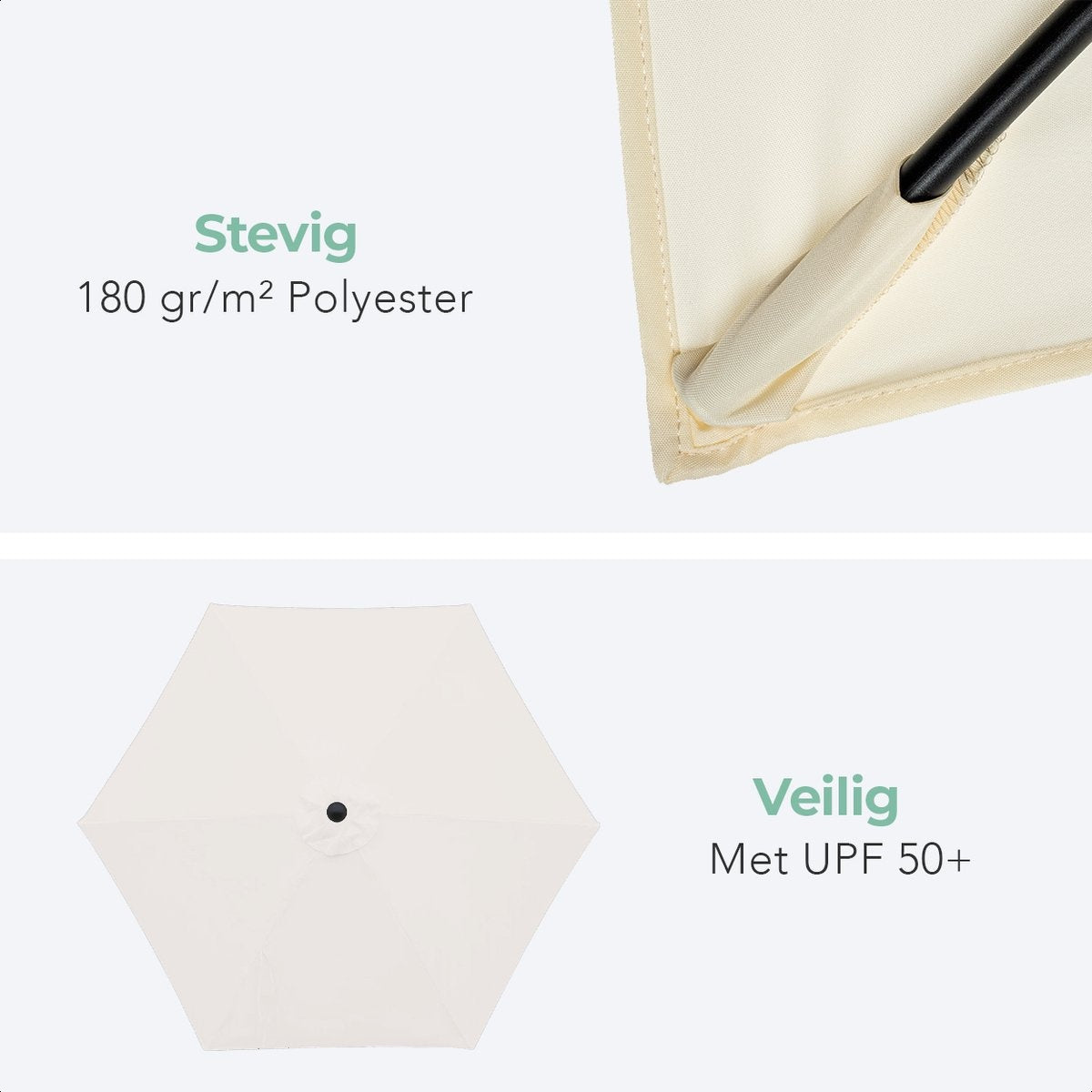 LifeGoods Parasol - Ø270 cm - 30° Kantelbaar - Waterdicht - met Hoes - Crème