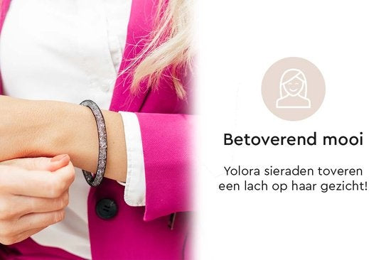 Zwarte Mesh Armband met Kristallen – Dames Armband – Luxe Giftbox – Cadeau