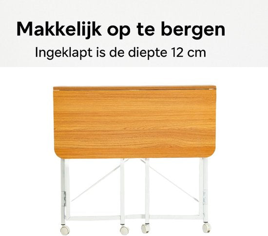 Ceruzo Wandtafel - Opvouwbaar Bureau - 80x40x75 cm - Inklapbaar Tafelblad - Laptoptafel- Wit