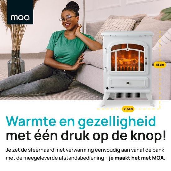 MOA Electrische Haard - Sfeerhaard Klassiek - Heater - Kachel - Vrijstaand - Wit - ES180W