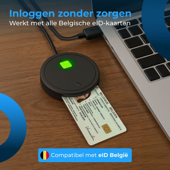 Nuvance Id Kaartlezer - eID Reader België - Voor Belgische Identiteitskaart, Bankkaart & Bedrijfspas - Identiteitskaartlezer Usb