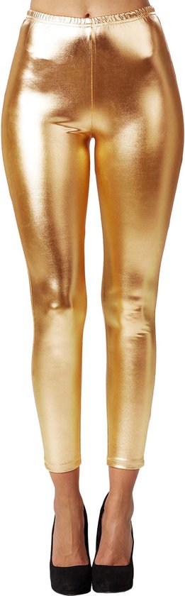 Dressforfun Metallic legging goud XXL - verkleedkleding kostuum halloween verkleden feestkleding carnavalskleding carnaval feestkledij partykleding - 303596