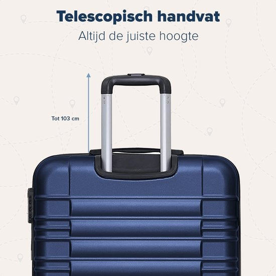 TRVLMORE Koffer - Handbagage - Cijferslot - 54x36x20cm - 38L - Donkerblauw