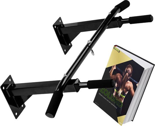 Zoluko Professionele Pull Up Bar Wandmontage - 150kg Draagkracht - Incl. E-boek - Eenvoudige Bevestiging - Optrekstang Fitness - Pull Up Station voor Thuis Sporten - Chin Up Bar - Zwart