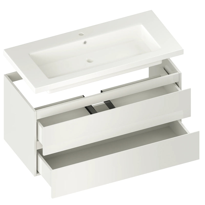 Mirlux Sena wastafel - 100 cm - glanzend wit - kunststeen