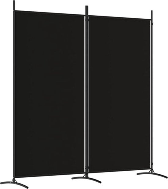vidaXL - Kamerscherm - met - 2 - panelen - 175x180 - cm - stof - zwart
