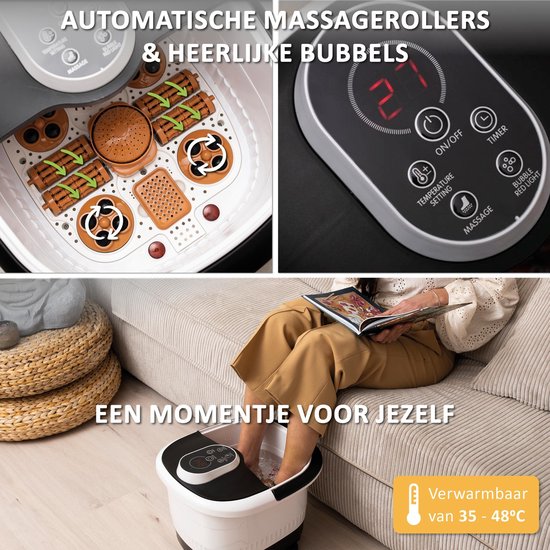 CALMENTA® XXL Voetenbad - 12L - Automatisch wielmassage - Infrarood - Tot 48°C - Voetbad Massage - Voetmassage - Shiatsu