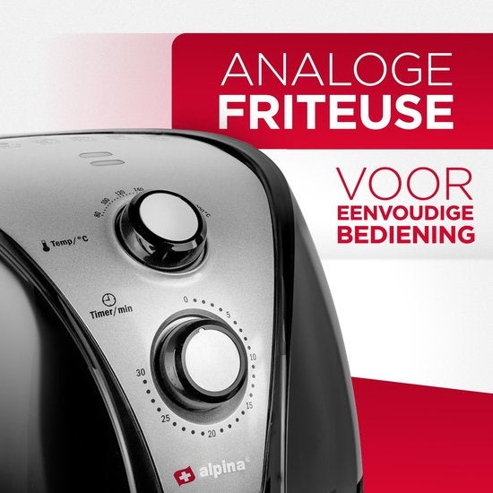 Alpina Airfryer XL - 3.2L - 80 tot 200°C - 1500W - Zwart