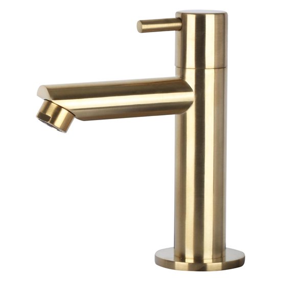 Differnz Helios fonteinset - 37,5x18,5x9,5 cm - Rechthoek - 1 kraangat - Recht matte gouden kraan - Mineraalsteen Marmer