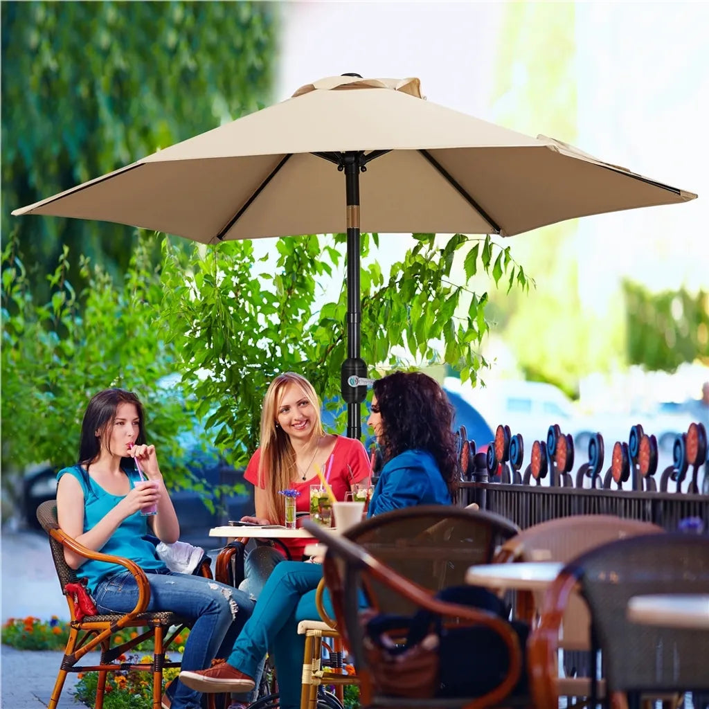 Yaheetech Parasol - Kantelbaar - Crank - 226 cm - Lichtbruin
