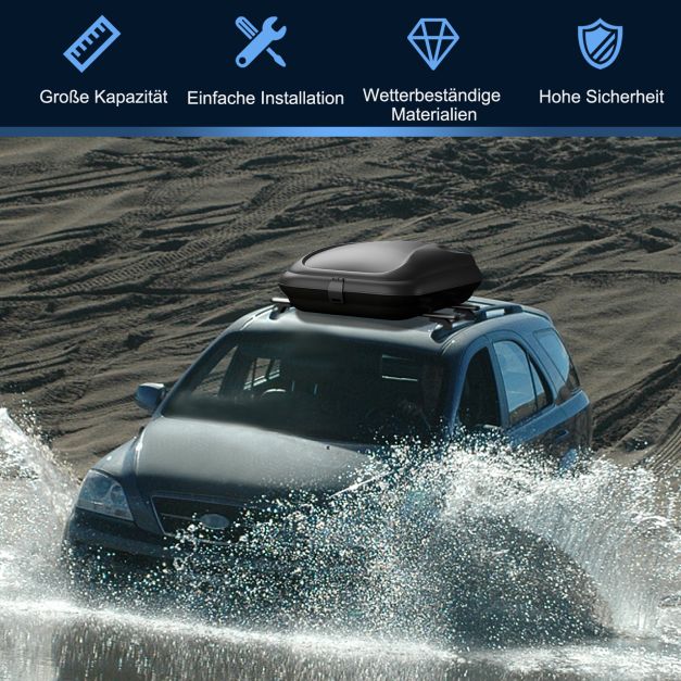 Coast Dakbox 250 Liter - Afsluitbare Auto Dakkoffer met Centrale Vergrendeling, Sleutels en Spanbanden - Zwart