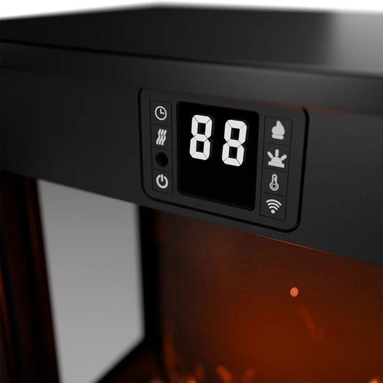 Elektrische Haard / Sfeerhaard - 1800W - Incl. Vlameffect, Warmtefunctie en App-bediening - Zwart, Kachel Vrijstaand