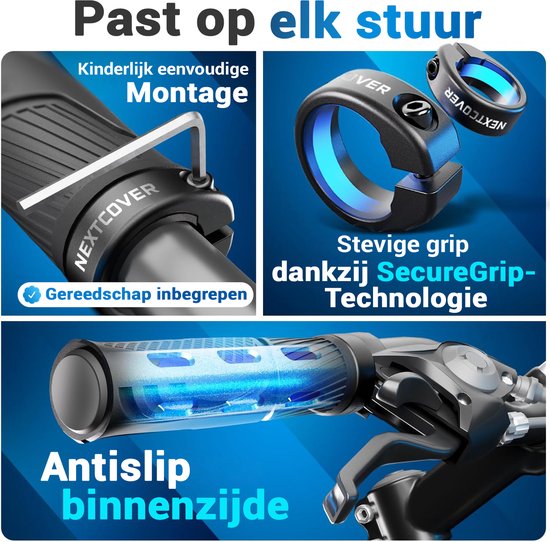 NEXTCOVER® Ergonomische Fietshandvatten met [Comfort-Grip-Technologie] I Universele Fiets & MTB Handvatten I Stuurhandvatten Fiets I Handgrepen Fiets I Ergonomisch Design voor Drukontlasting & Grip I Geschikt voor E-bike, Stadsfiets & MTB I 1 Paar