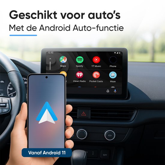 CarMe Luxe Android Auto Dongle - Draadloos Android Auto - USB-A & USB-C - Zwart