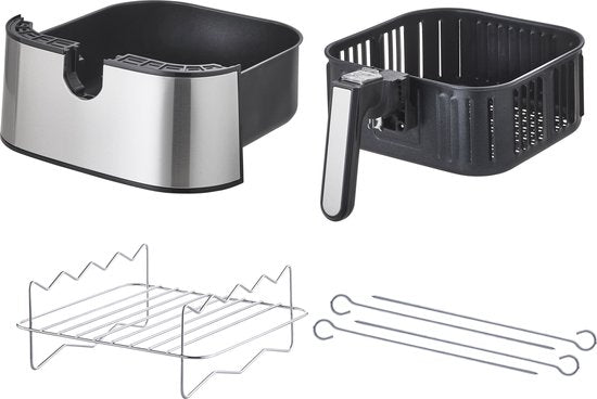 Inventum GF500HLD Airfryer XL - 5L - 8 programma's - 80-200 °C - Tot 5 personen - Zilver/Zwart