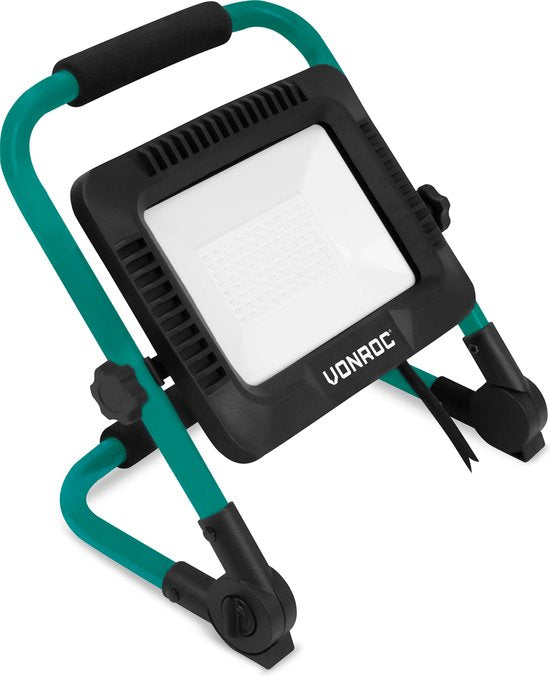VONROC Led werklamp 50W – Opvouwbaar – Kantelbaar - Brede stralingshoek 120°