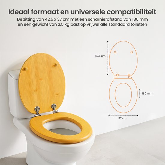 Goliving WC bril - Toiletbril met Deksel - Softclose - Universeel - Inclusief Montageset - Hout - Bamboe